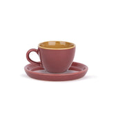 Ceramic Espresso Cup Set Of 2 - 100ml Each, Burgundy | 2 Espresso Cups & 2 Saucers With Glossy Finish - Espresso Cup Ceramic | Espresso Cups Small - Microwave Safe & Dishwasher Safe
